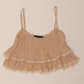 ZARA Womens Crop Cami Top UK 12 Medium Beige Viscose