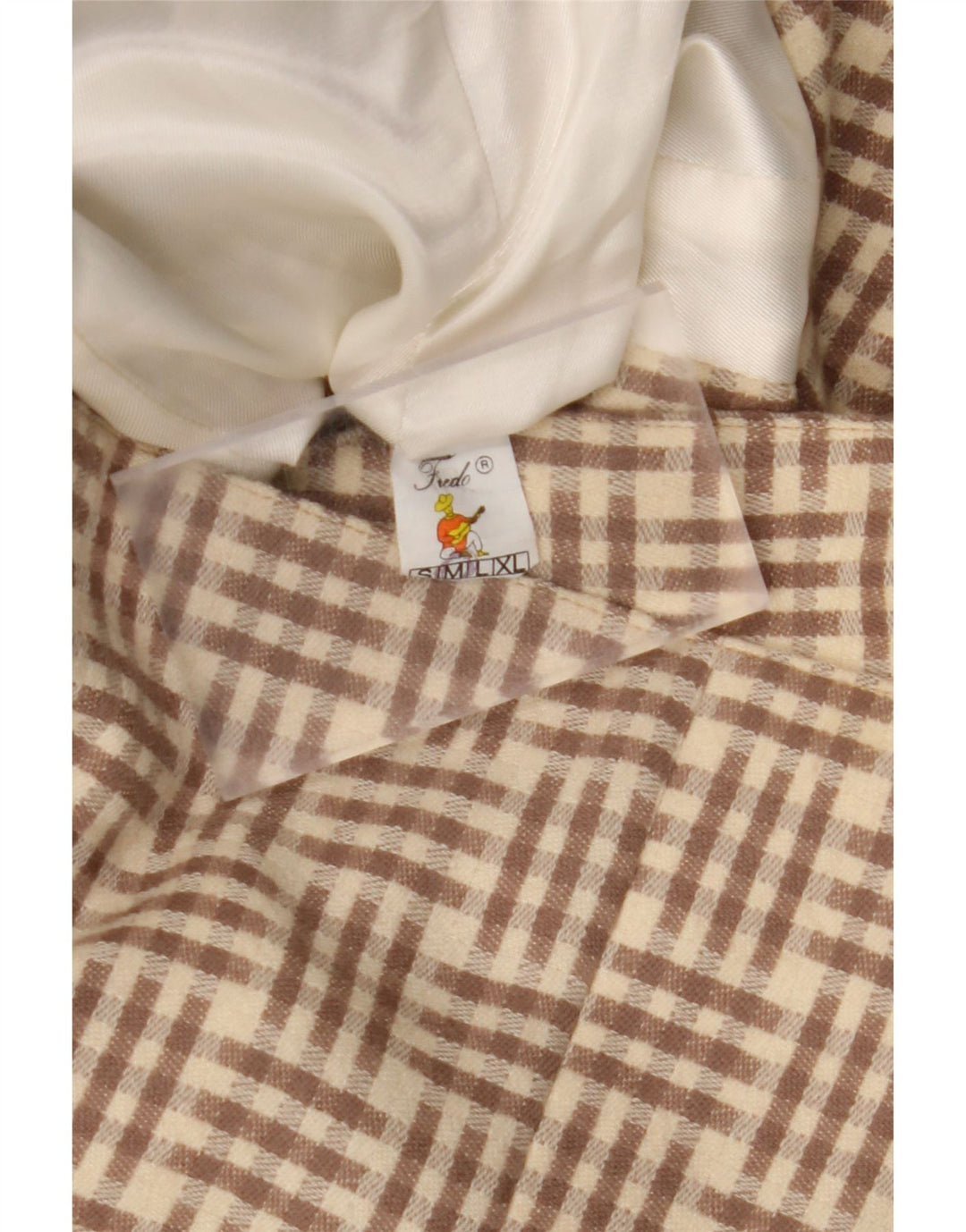VINTAGE Womens Double Breasted Blazer Jacket UK 14 Medium Beige Check