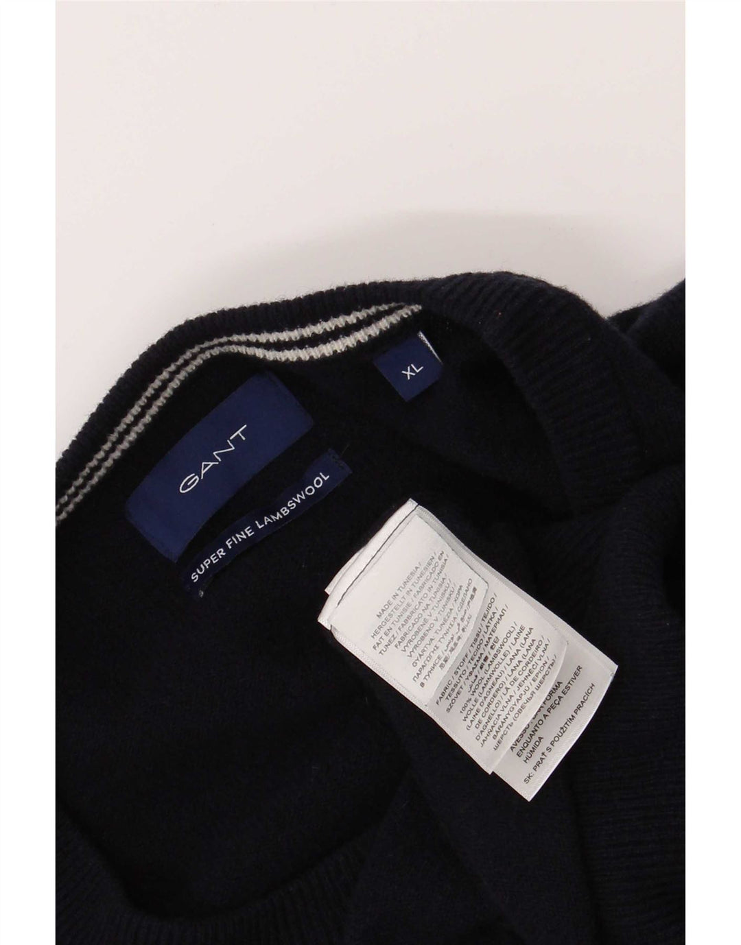 Gant Herren-Pullover mit Rundhalsausschnitt, XL, marineblaue Lammwolle