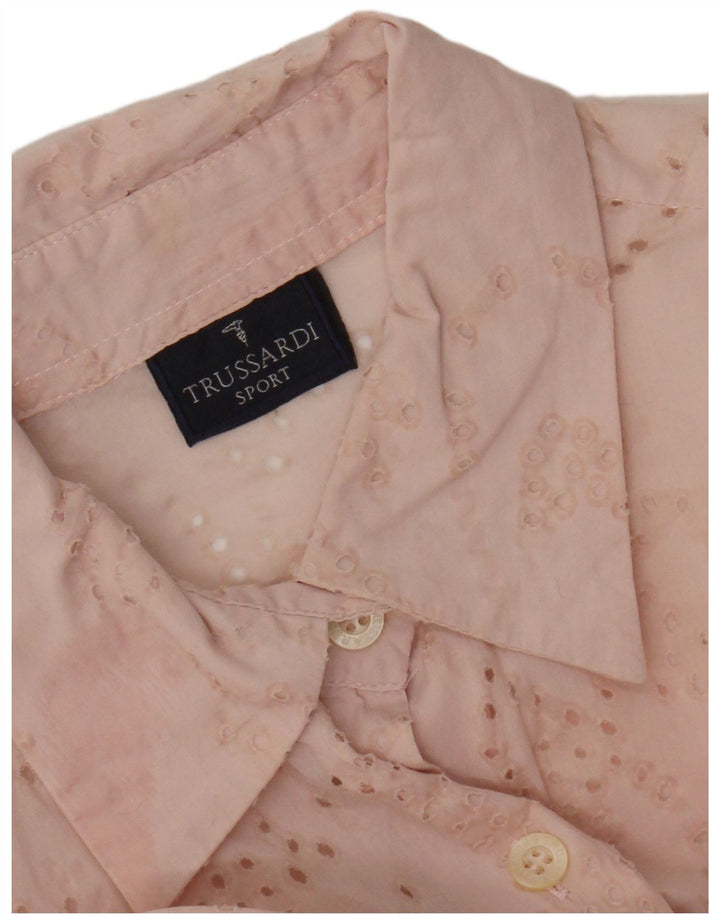 Trussardi Damen Durchsichtige Hemdbluse UK 14 Mittelrosa
