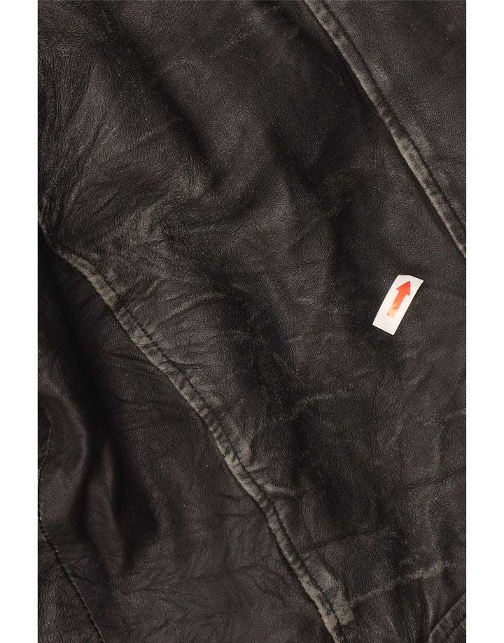 Jack & Jones Herren Leder Racer Jacke UK 36 Small Schwarz