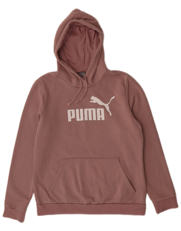 Puma Womens Graphic Hoodie Pullover UK 14 Mittelrosa Baumwolle
