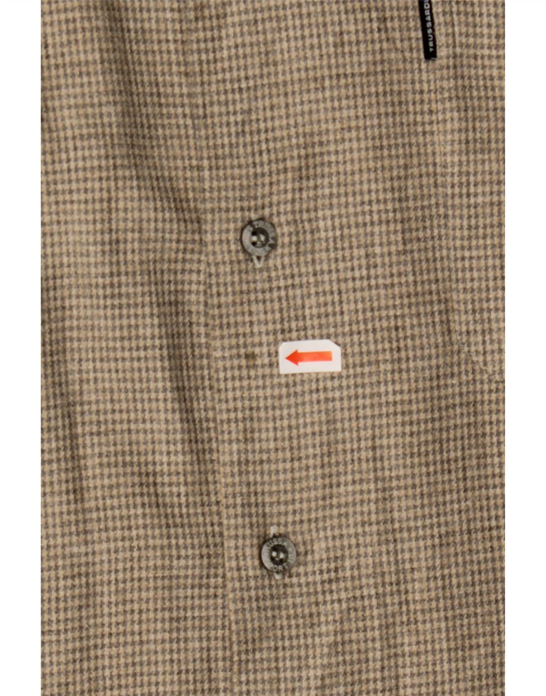 TRUSSARDI Mens Shirt Large Brown Houndstooth Cotton Vintage Trussardi and Second-Hand Trussardi from Messina Hembry 
