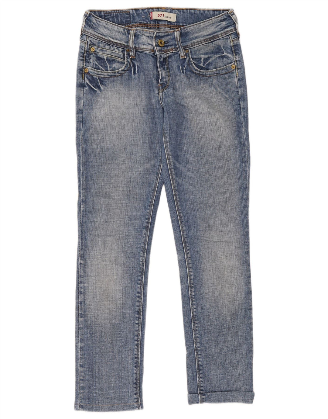 Levi's Damen 571 Slim Jeans W27 L34 Blaue Baumwolle