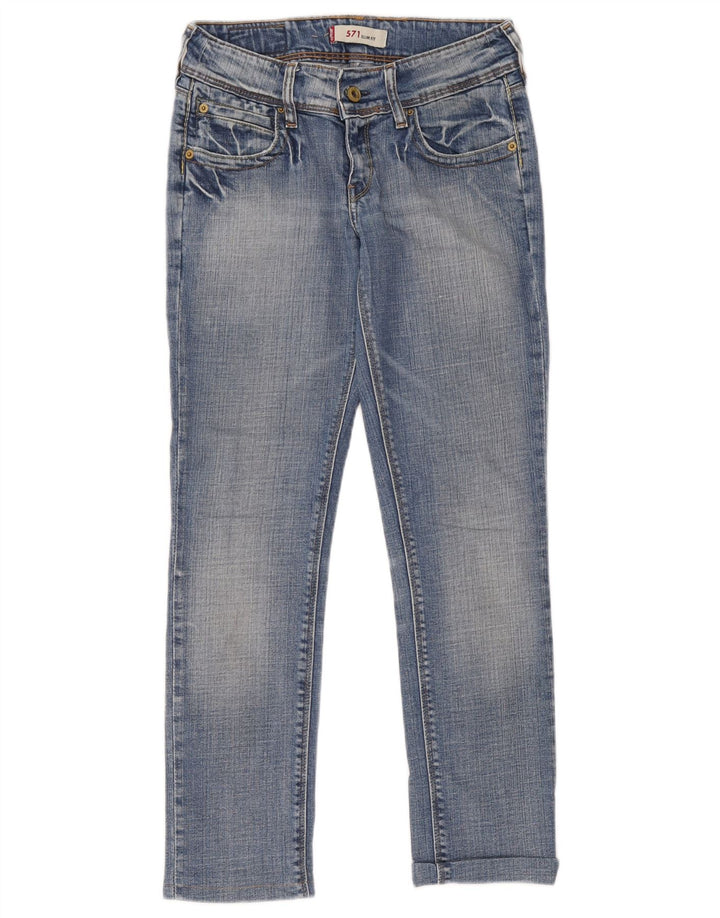 Levi's Damen 571 Slim Jeans W27 L34 Blaue Baumwolle