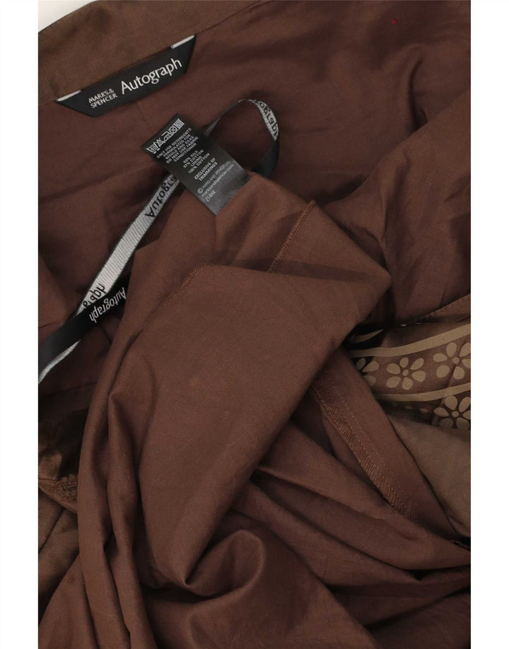 Marks & Spencer Damen A-Linienrock UK 12 Mittelbraune Paisley-Seide