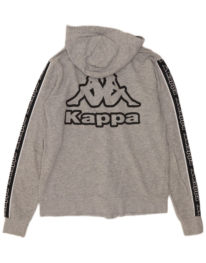 Kappa Womens Graphic Zip Hoodie Sweater UK 16 Large Grau Farbblock