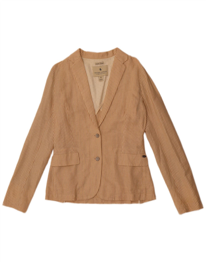 Maison Scotch Damen-Blazer mit 2 Knöpfen, Größe 1, klein, beige, Nadelstreifen