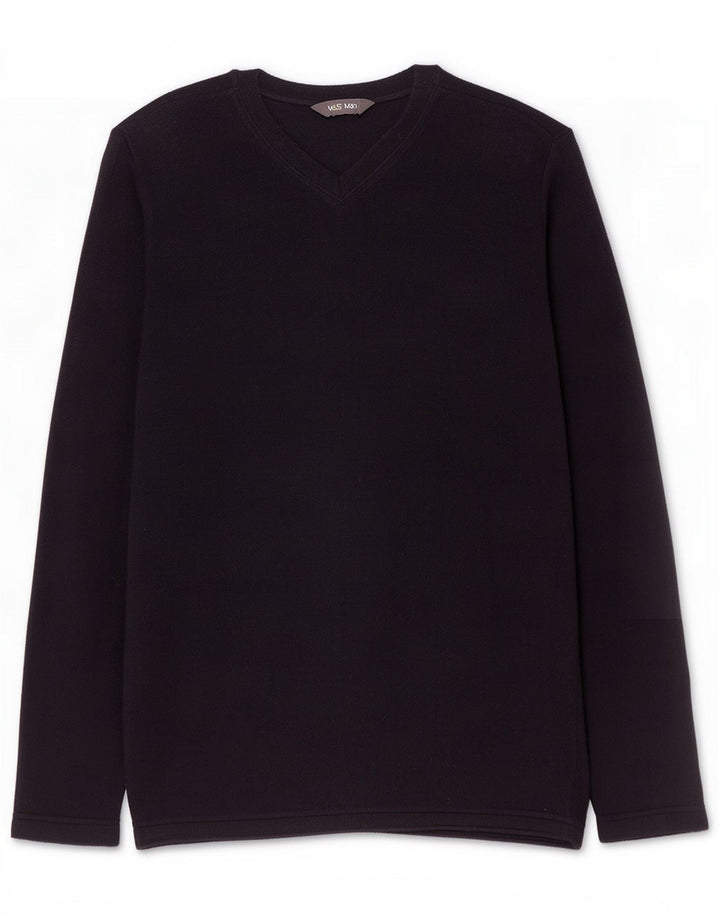 Marks & Spencer Herren-Fleecepullover mit normaler Passform, mittelblau, Polyester