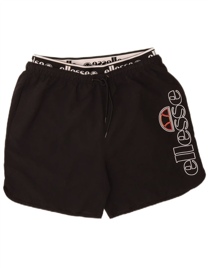 Ellesse Herren-Badeshorts mit Grafik, groß, aus schwarzem Polyester