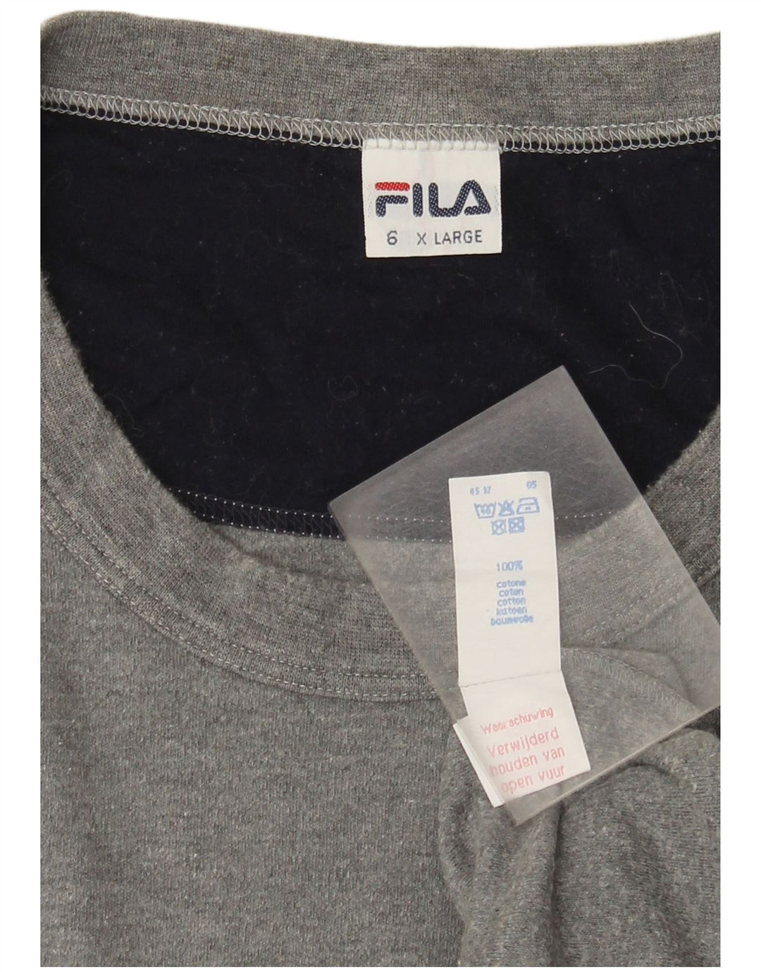 Fila Herren-Oberteil, langärmelig, XL, grau gefleckte Baumwolle