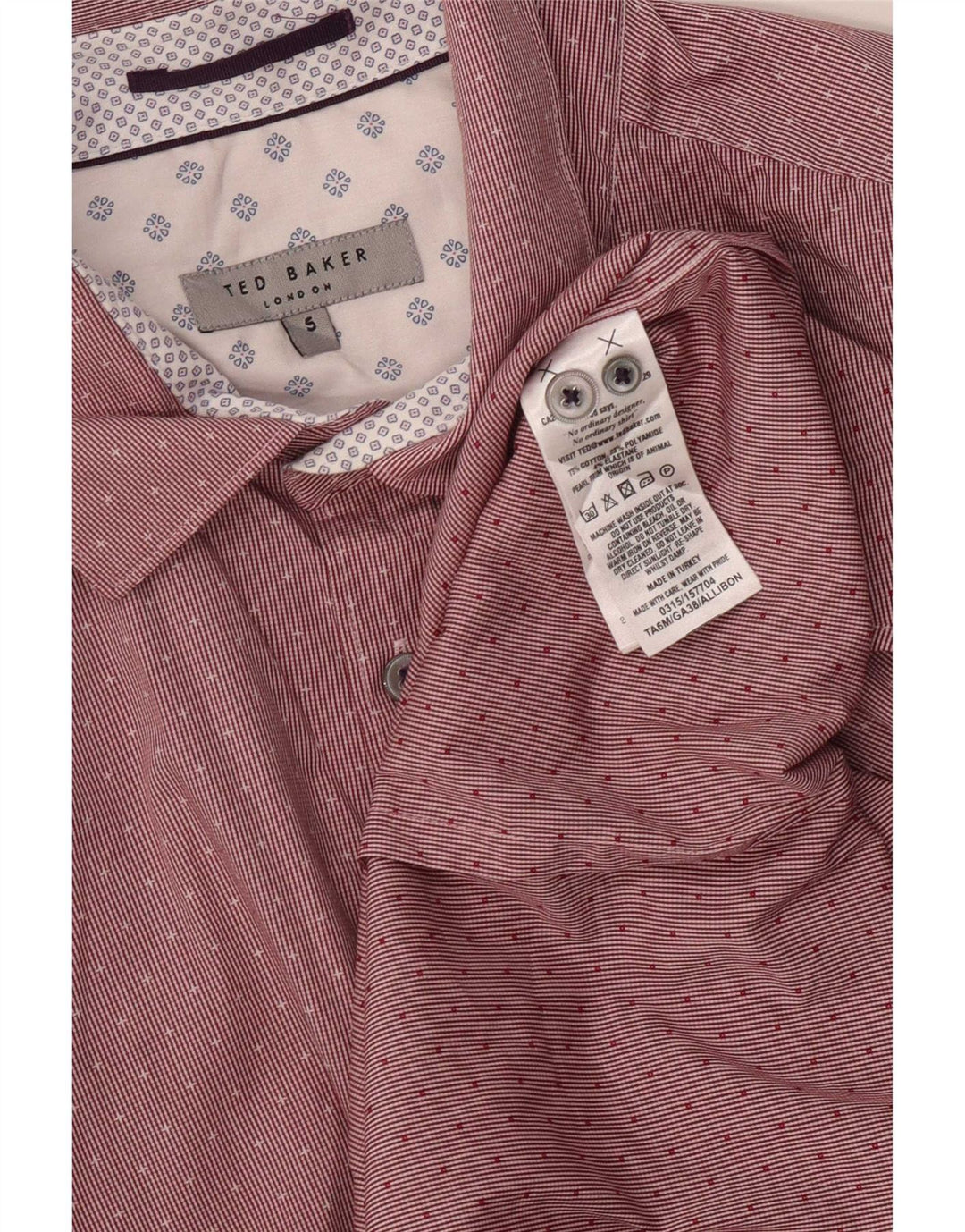 Ted Baker Herrenhemd Größe 5 XL, rote Nadelstreifen-Baumwolle