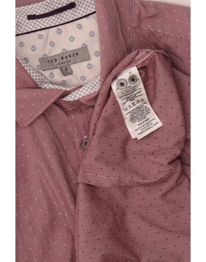 Ted Baker Herrenhemd Größe 5 XL, rote Nadelstreifen-Baumwolle