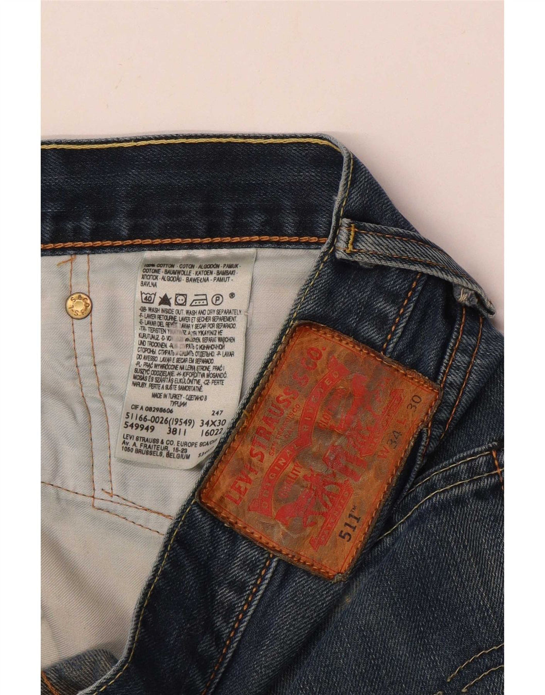 Levi's Herren 511 Slim Jeans W34 L30 Blaue Baumwolle