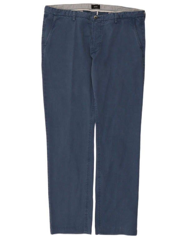 Hugo Boss Herren gerade Chinohose EU 56 3XL W38 L32 Blaue Baumwolle