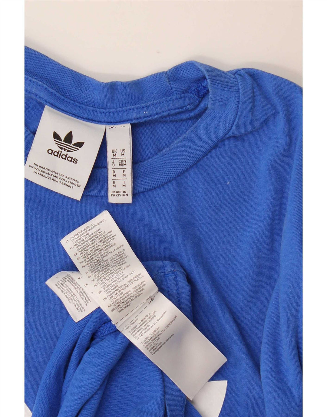 Adidas Herren Grafik-T-Shirt aus mittelblauer Baumwolle