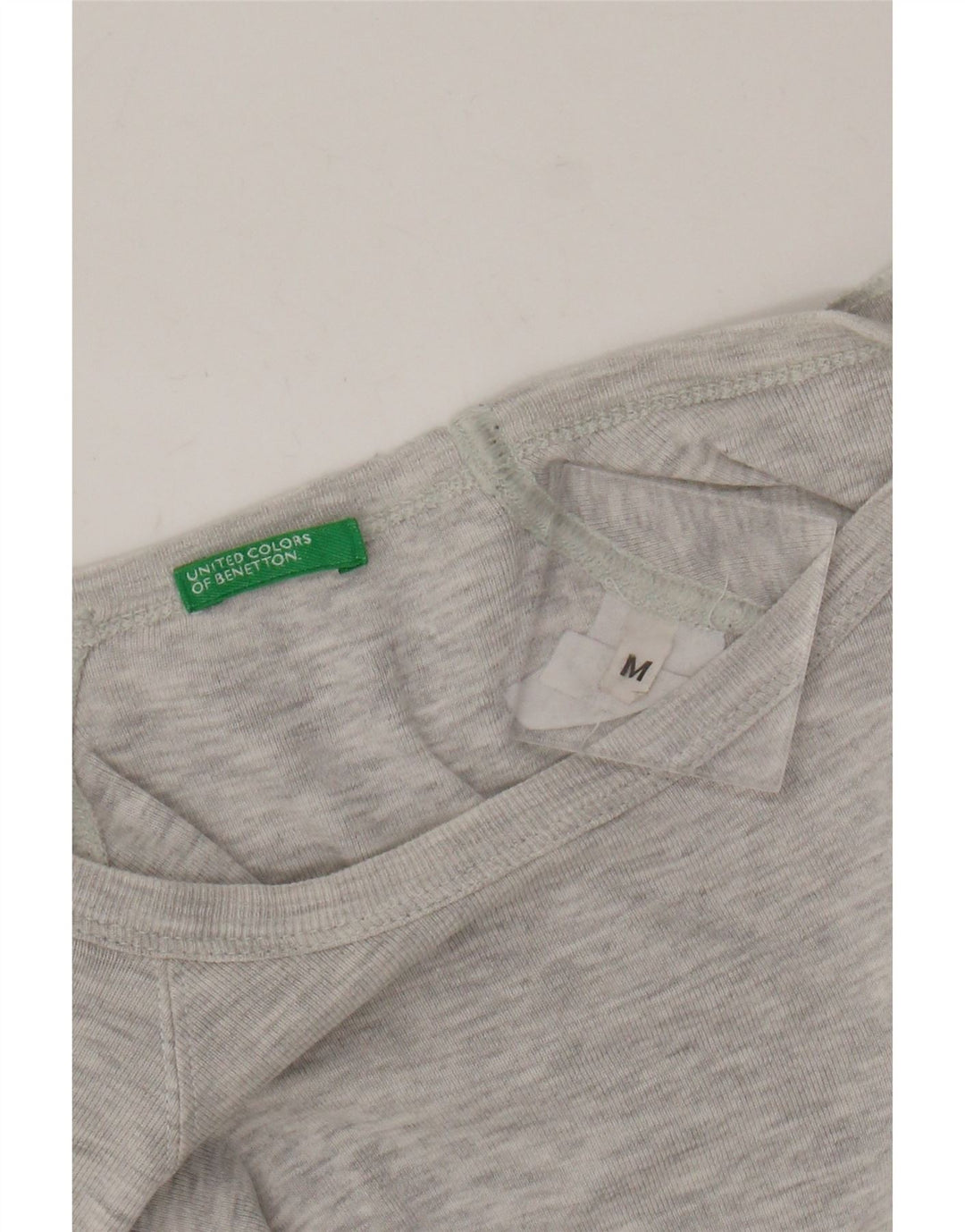 Benetton Damen T-Shirt Top UK 12 Mittelgrau meliert