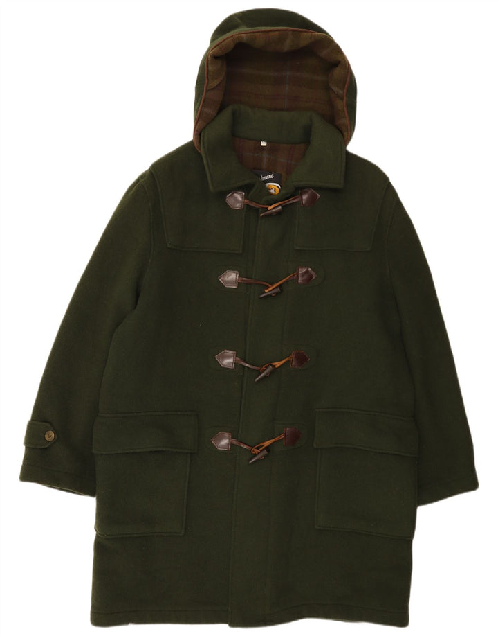 Vintage Herren Dufflecoat mit Kapuze IT 50 Große grüne Wolle
