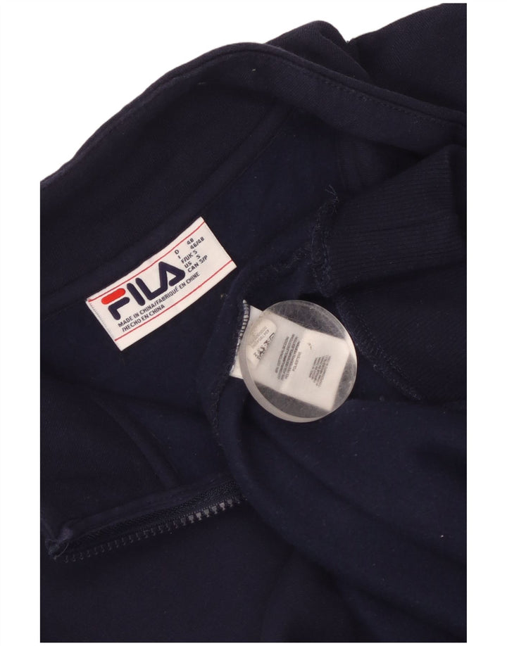 Fila Herren-Sweatshirt mit grafischem Reißverschluss und Rundhalsausschnitt, Größe S, Marineblau, Farbblock