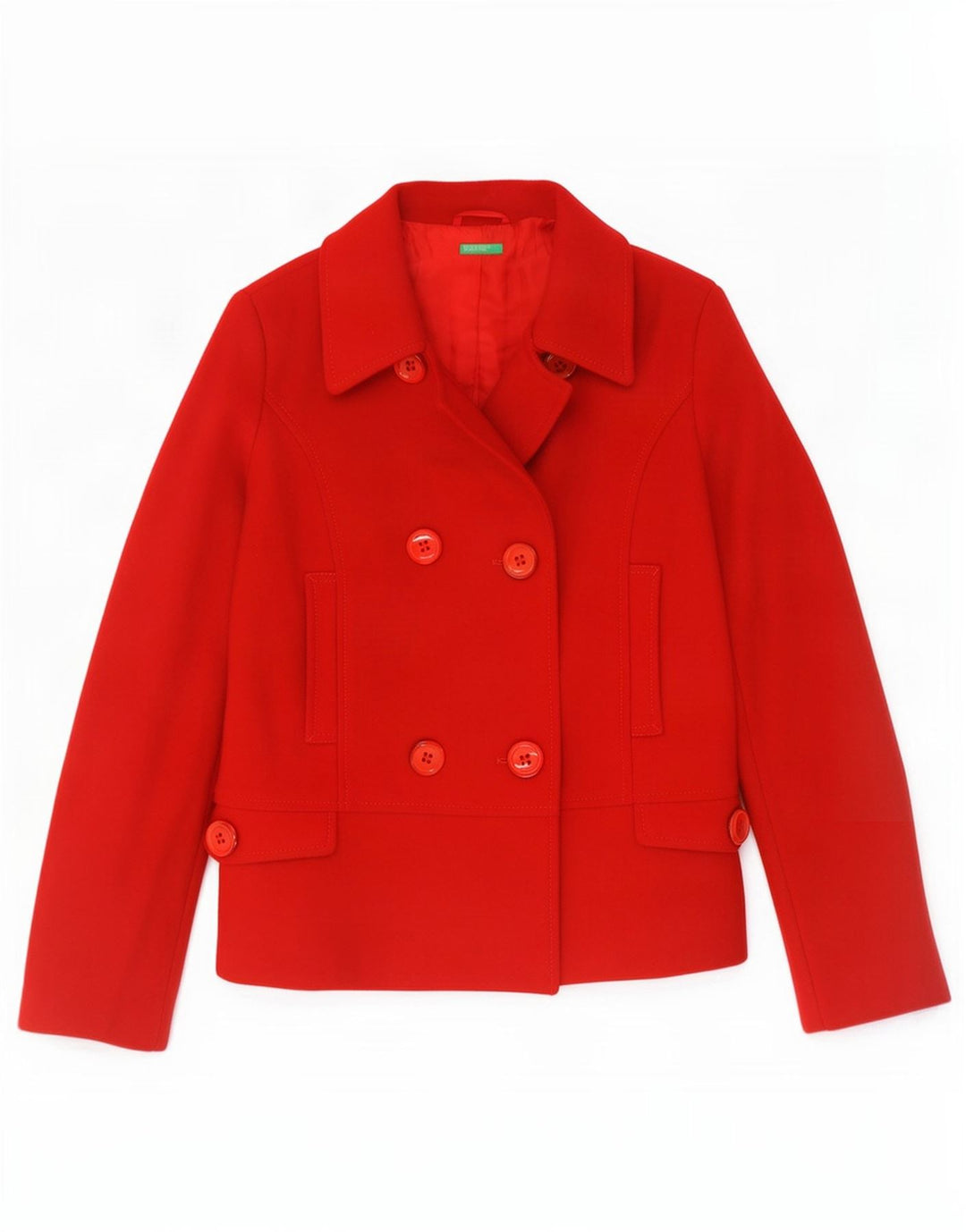 Benetton Pea Coat für Mädchen, 11–12 Jahre, 2XL, rote Wolle