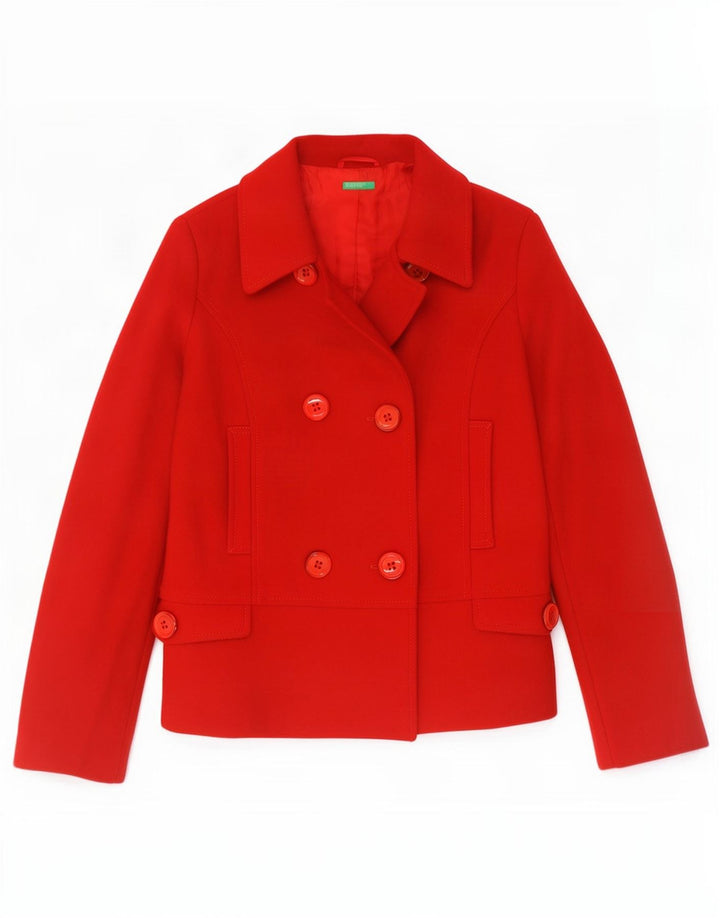 Benetton Pea Coat für Mädchen, 11–12 Jahre, 2XL, rote Wolle