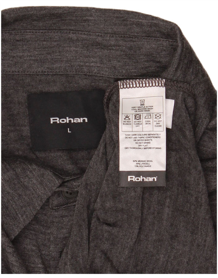 Rohan Herren-Poloshirt, groß, grau gesprenkelte Merinowolle
