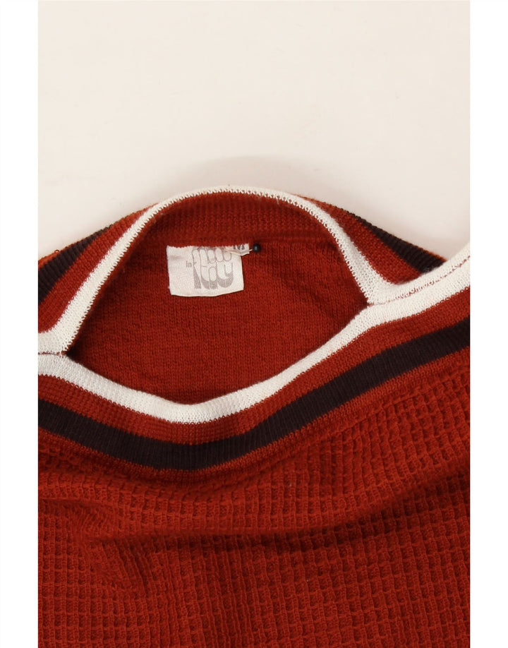 VINTAGE Womens Boat Neck Jumper Sweater UK 12 Medium Brown Polyacrylic Vintage Vintage and Second-Hand Vintage from Messina Hembry 