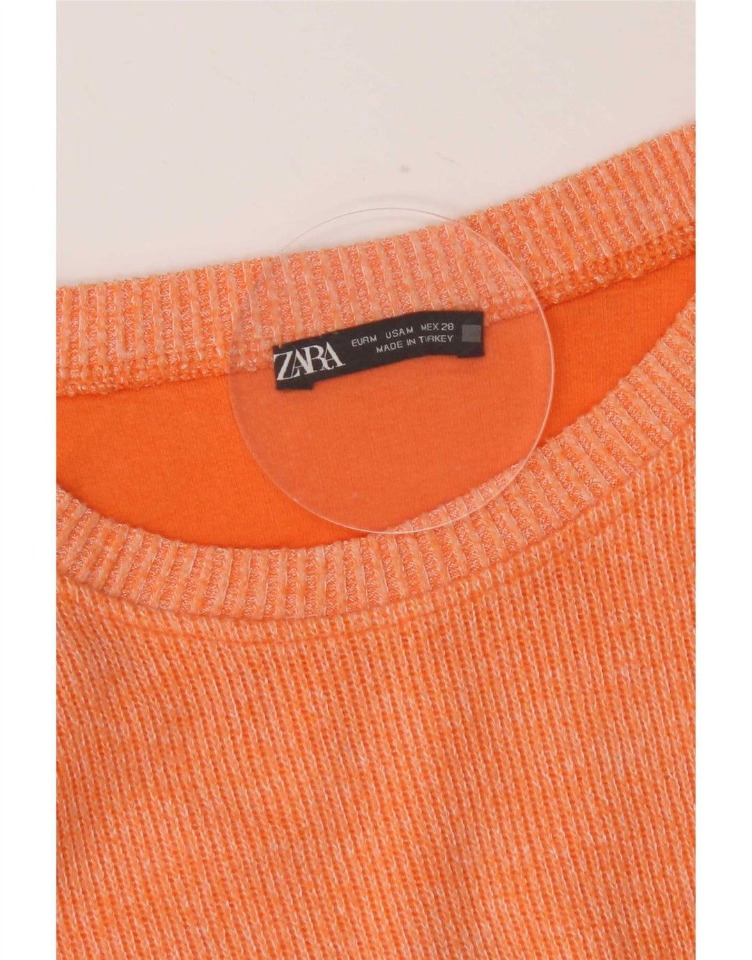 Zara Damen Crop Top Langarm UK 14 Mittelorange