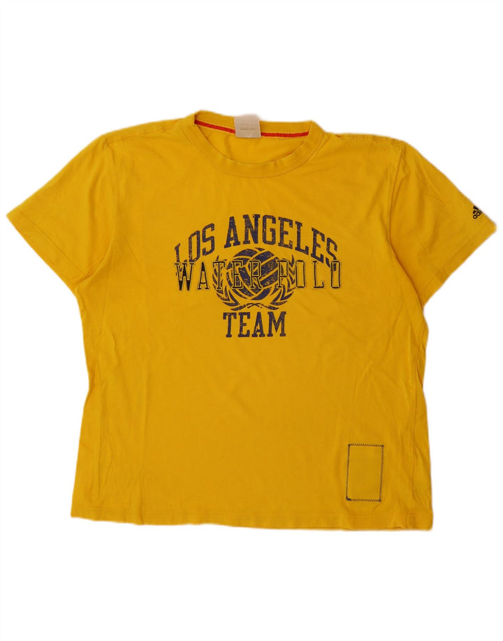 ADIDAS Herren Grafik T-Shirt Top Große gelbe Baumwolle