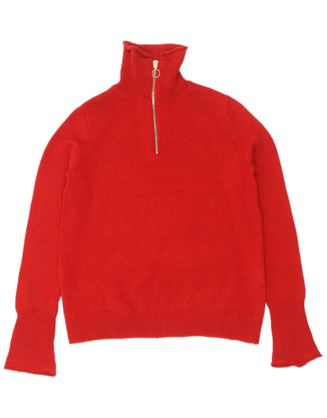 Zara Damen-Pullover mit Reißverschluss am Hals, UK 14, Größe L, rot, Polyester