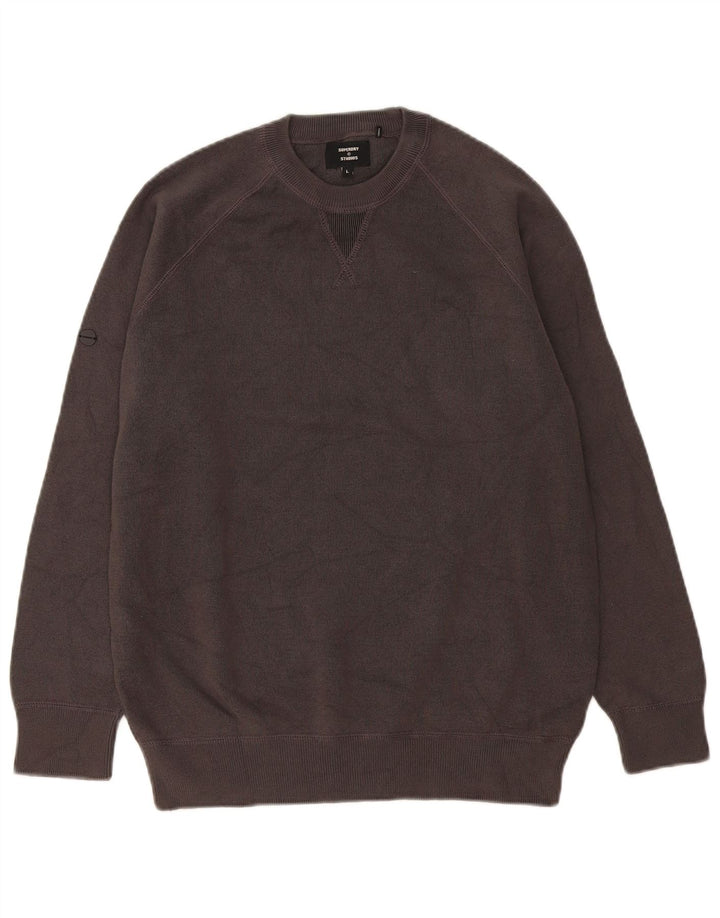 Superdry Herren-Sweatshirt-Pullover, große graue Baumwolle