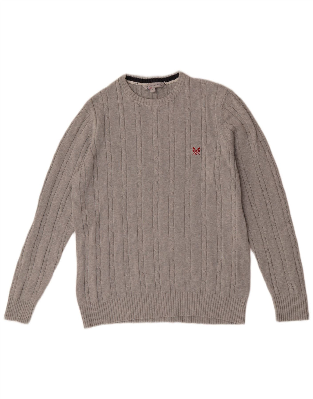 Crew Clothing Herren-Pullover mit Rundhalsausschnitt, Größe L, Grau, Baumwolle