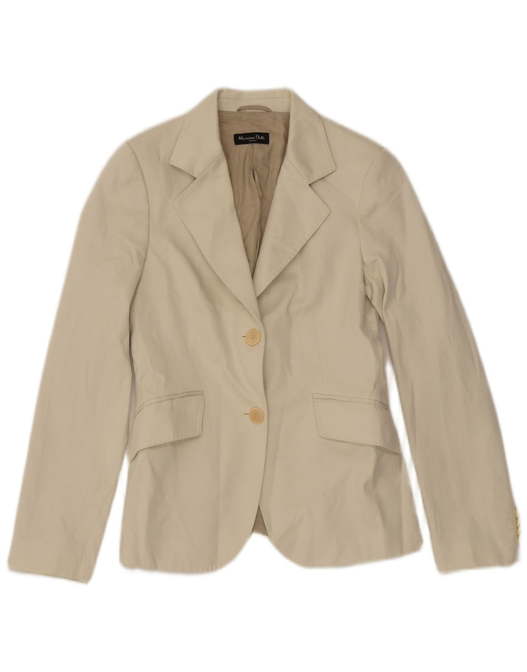 Massimo Dutti Herren-Blazer mit 2 Knöpfen, EU 38, Größe S, cremefarbene Baumwolle