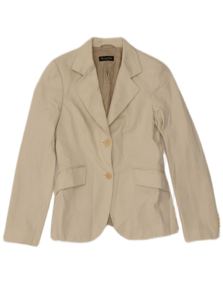 Massimo Dutti Herren-Blazer mit 2 Knöpfen, EU 38, Größe S, cremefarbene Baumwolle