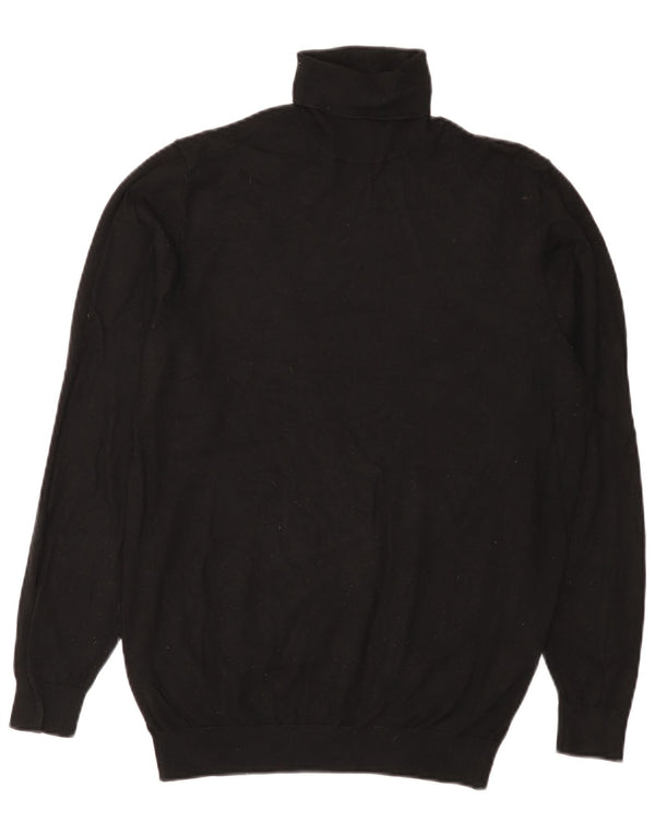 Zara Mens Roll Neck Jumper Sweater Medium Black Viscose