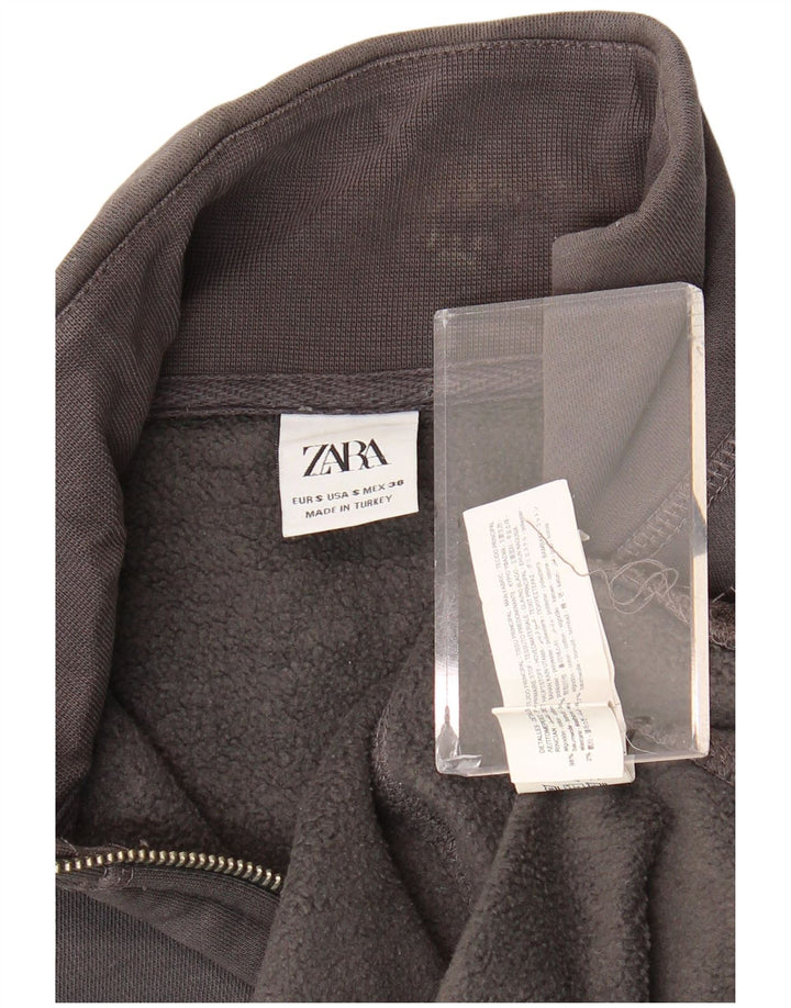 Zara Herren-Sweatshirt mit Reißverschluss am Hals, klein, grau, Polyester