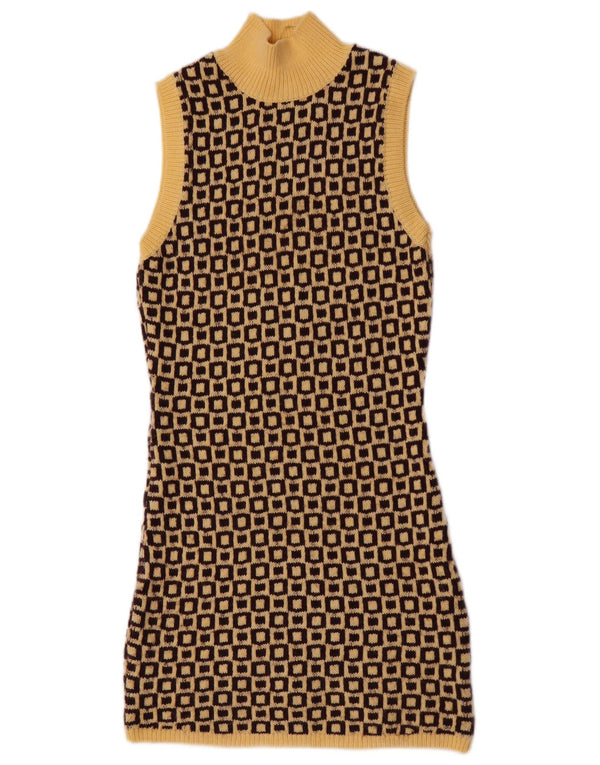 Ärmelloses Pulloverkleid für Damen von Zara, UK 12, Mittelgelb, geometrisches Acryl