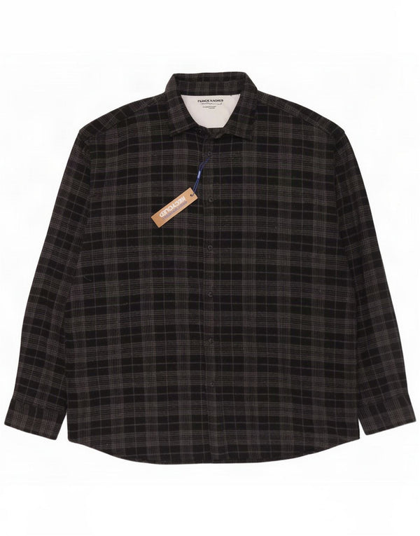 Jack & Jones Herren Kariertes Flanellhemd mit lockerer Passform 2XL Grau karierte Baumwolle