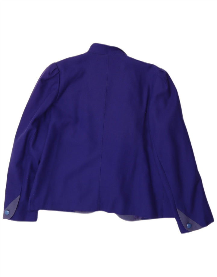 Vintage Damen Offene Blazerjacke UK 14 Große Lila Wolle