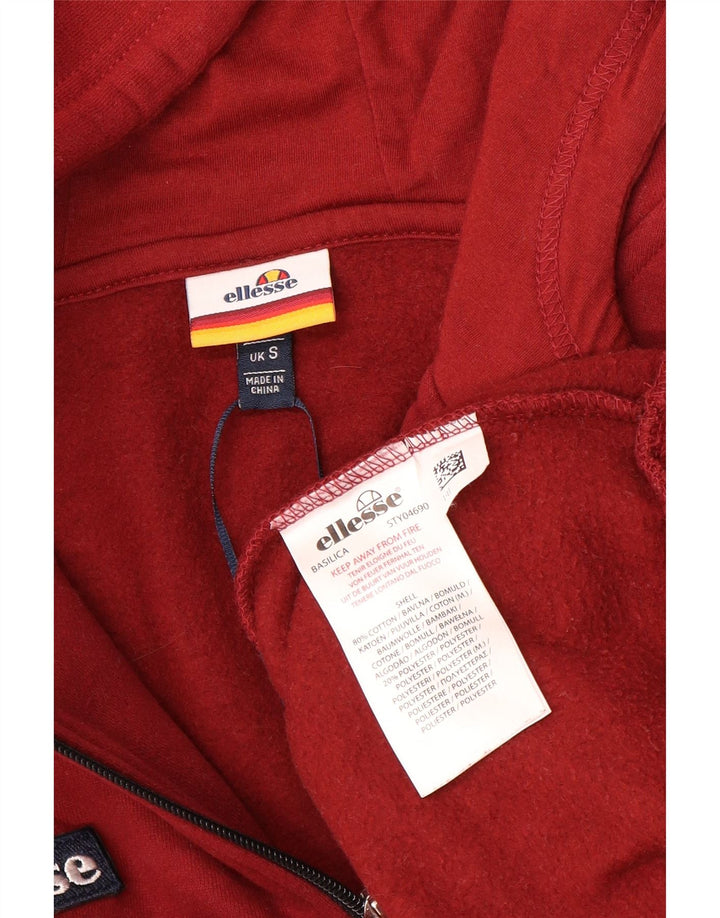 ELLESSE Herren-Kapuzenpullover mit Reißverschluss am Hals, kleine rote Baumwolle