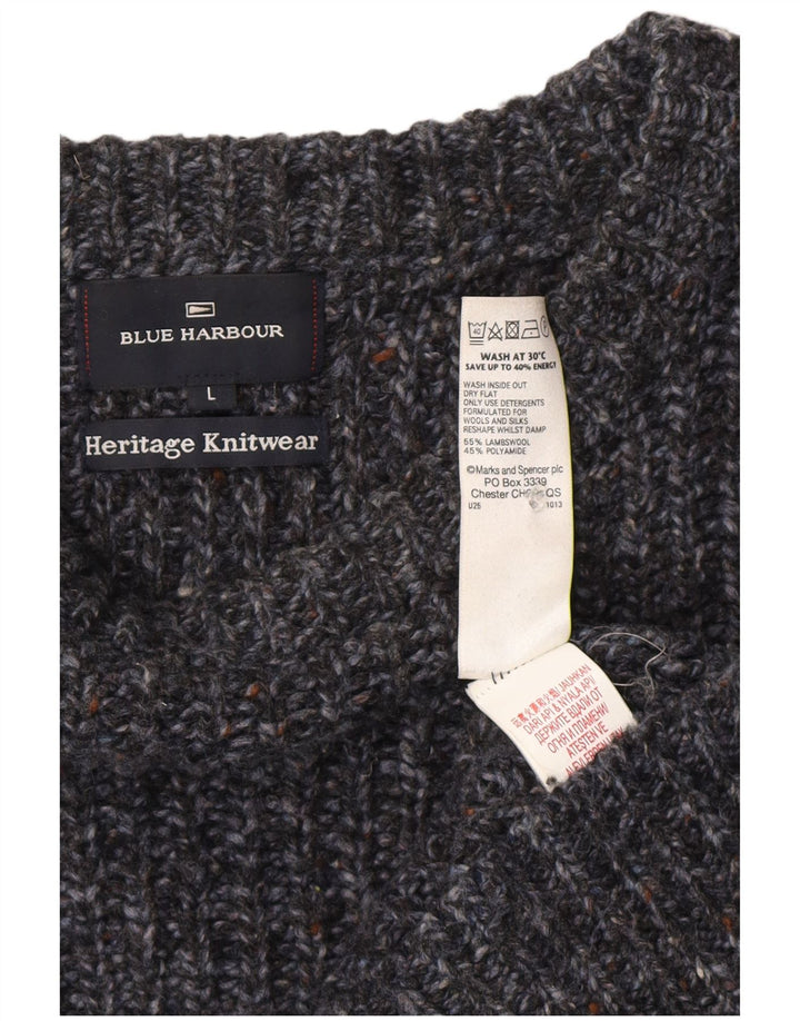 Marks & Spencer Herren Blue Harbour Pullover mit U-Boot-Ausschnitt, Größe L, Marineblau