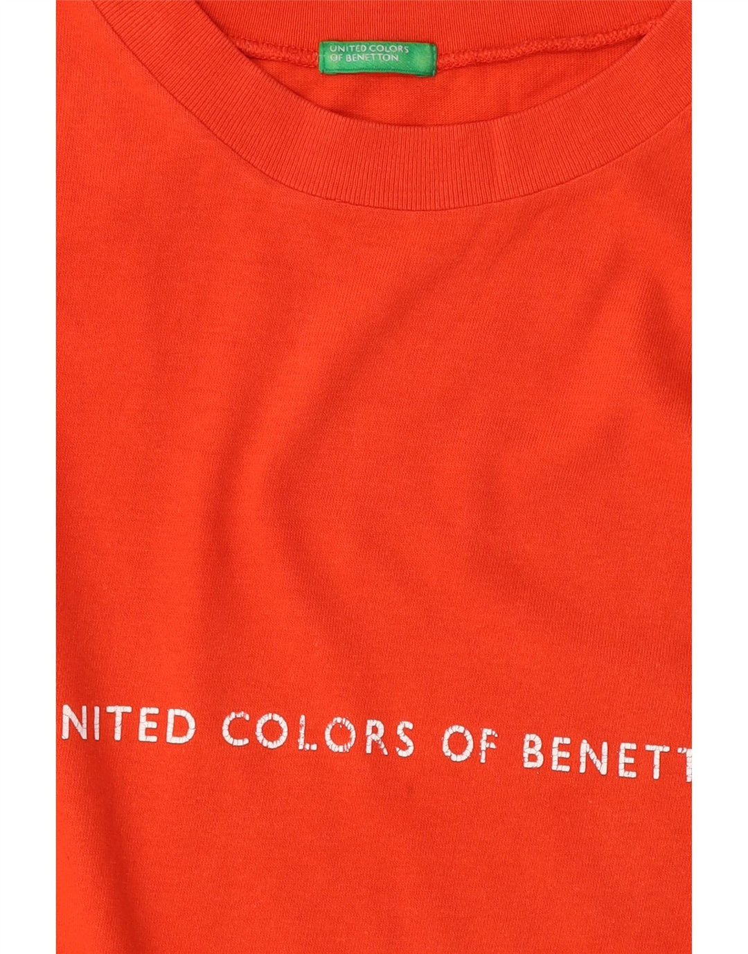 Benetton Herren-T-Shirt mit Grafik, Größe L, Orange