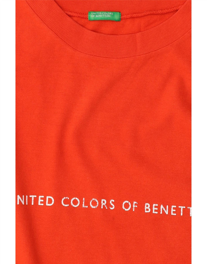 Benetton Herren-T-Shirt mit Grafik, Größe L, Orange
