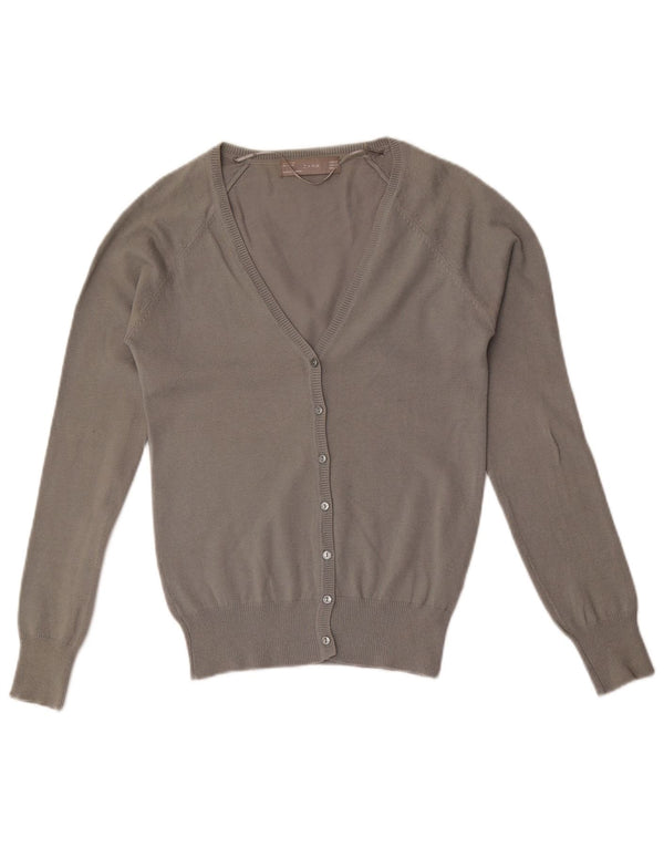 Zara Damen-Cardigan-Pullover UK 6 XS Graue Baumwolle