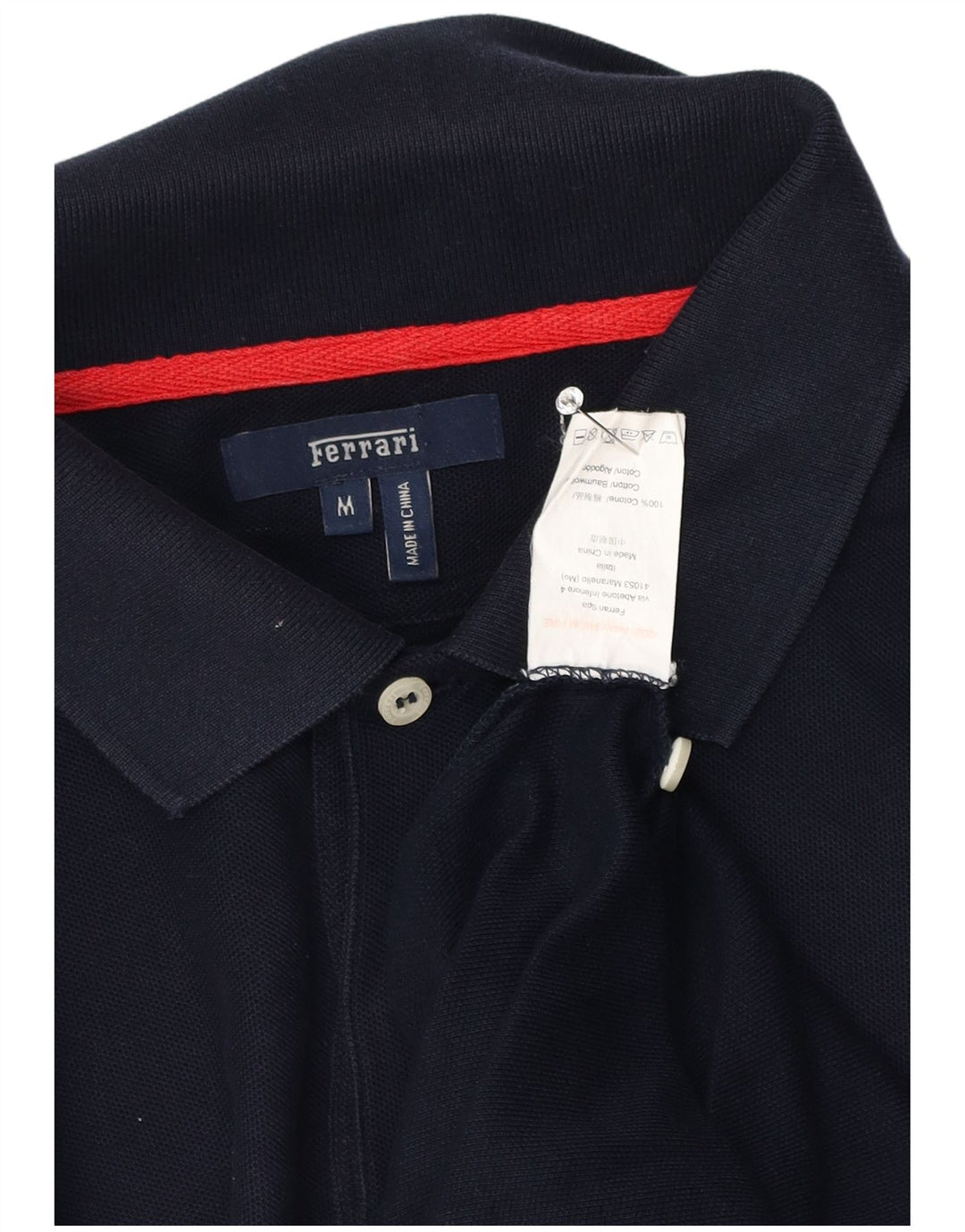 Ferrari Herren-Poloshirt aus mittelblauer Baumwolle in Marineblau