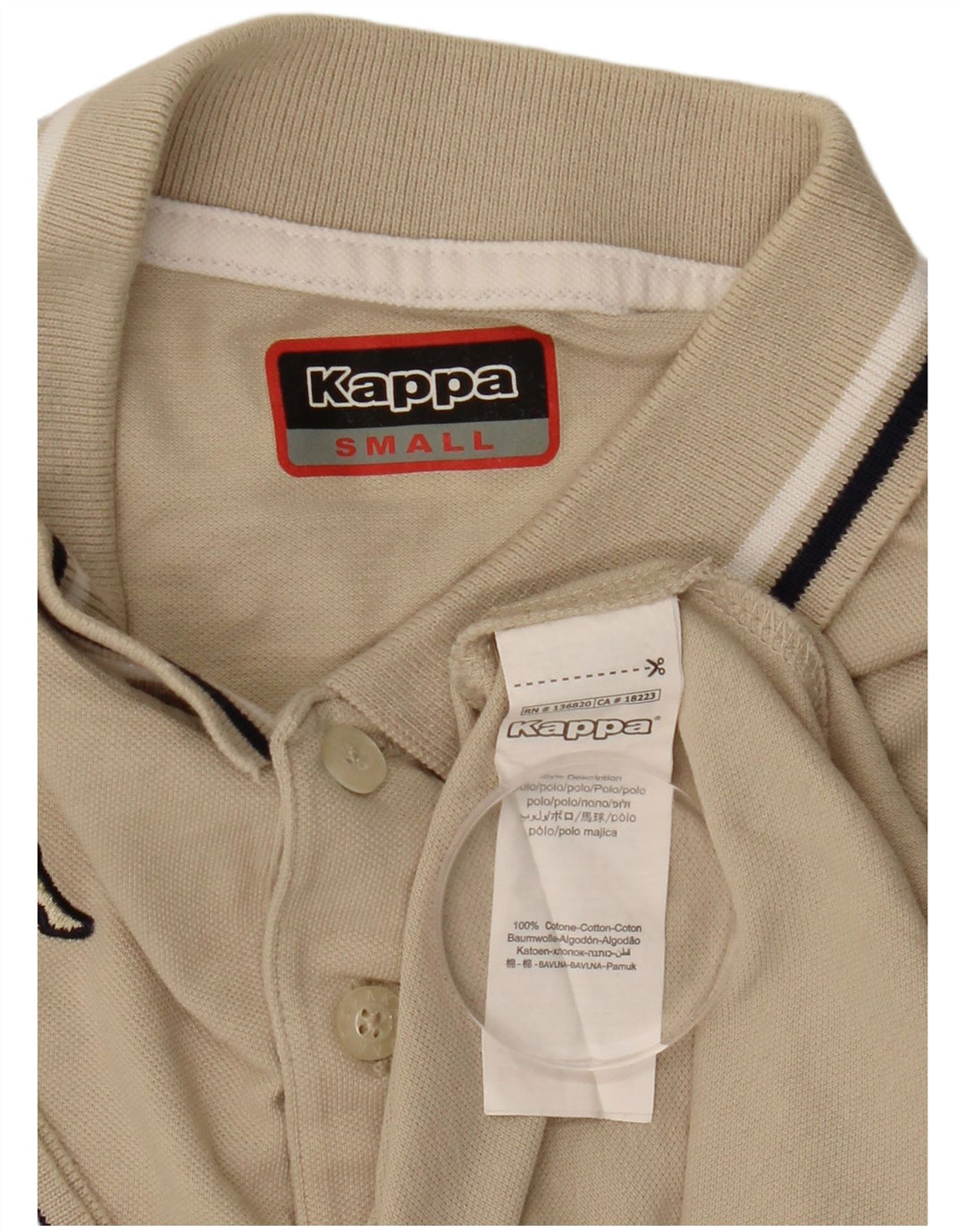 Kappa Herren Poloshirt Small Beige Baumwolle