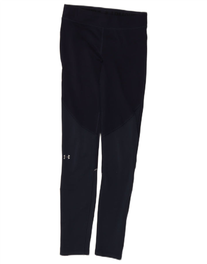 Under Armour Damen-Leggings UK 4 XS Marineblaues Colourblock-Polyester