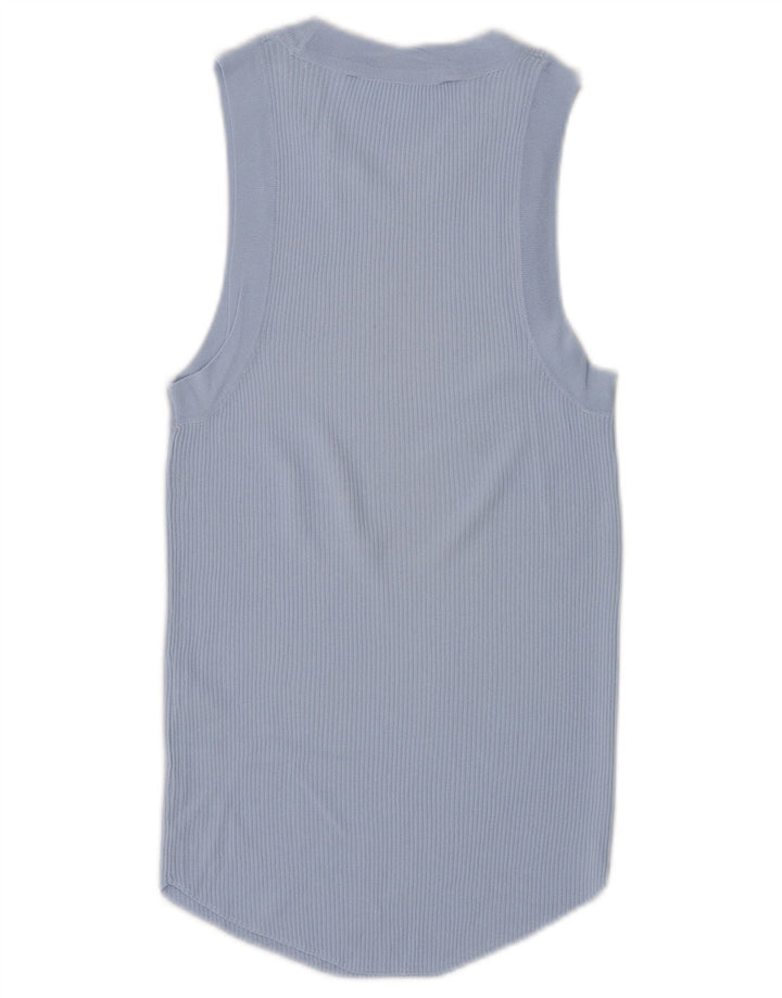 Zara Damen Weste Top UK 12 Mittelblaue Viskose