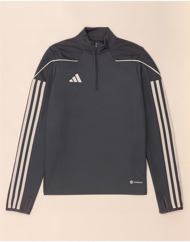 Adidas Jungen Aeroready Zip Neck Pullover Trainingsanzug Top 11-12 Jahre Grau