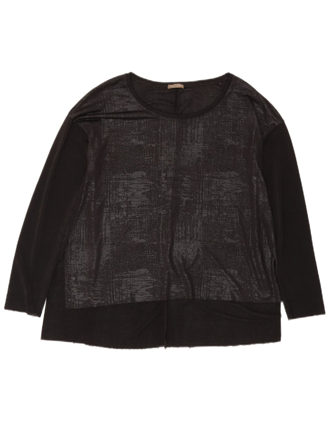 Zara Damen Loose Fit Top Langarm UK 14 Medium Schwarz Geometrisch